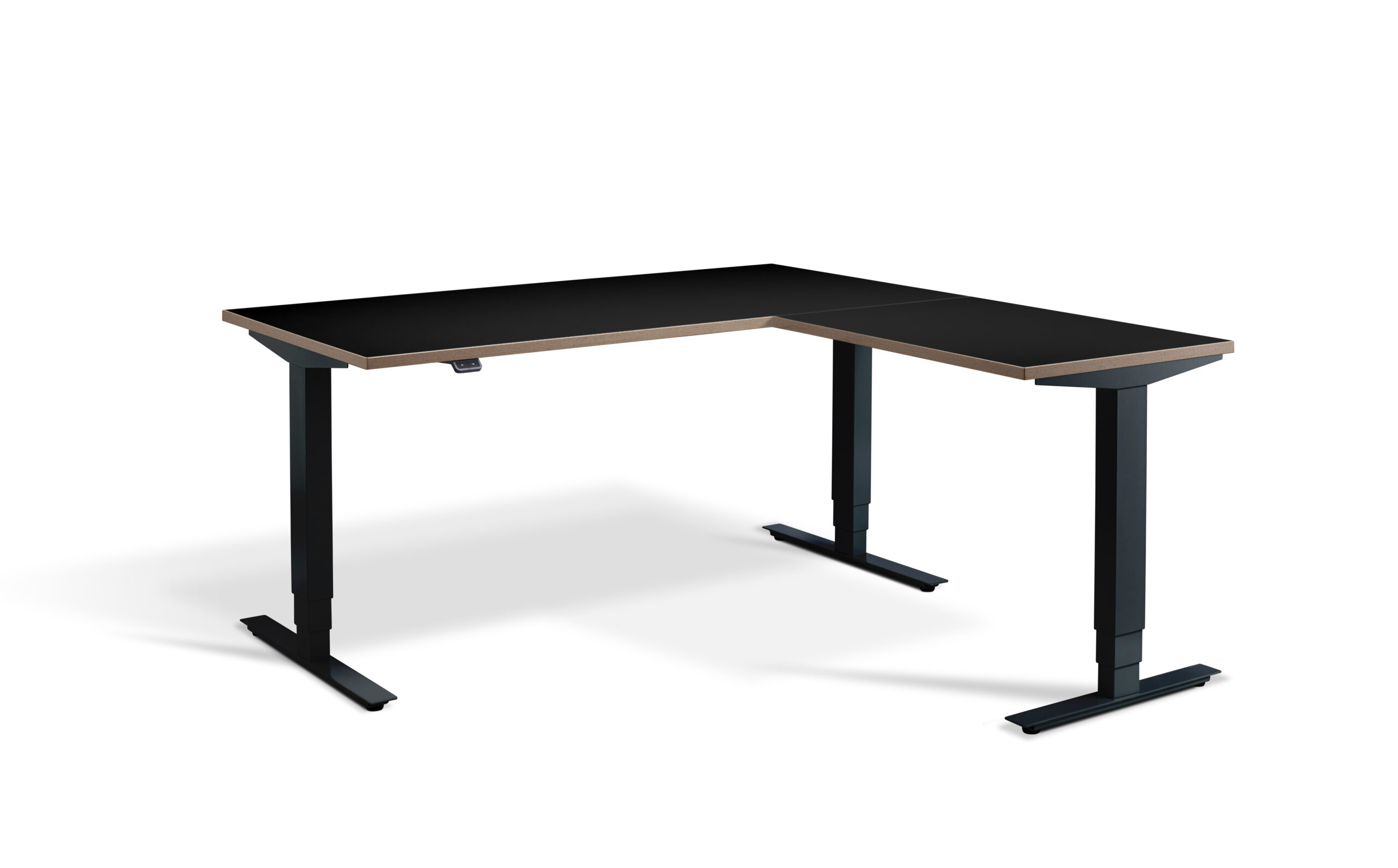 Advance Height Adjustable Corner Workstation With Black Ply Edge Top