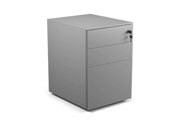 Cube Steel Mobile Pedestal in Silver