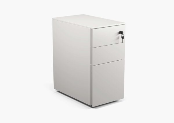 Cube Steel Mobile Slimline Pedestal in White