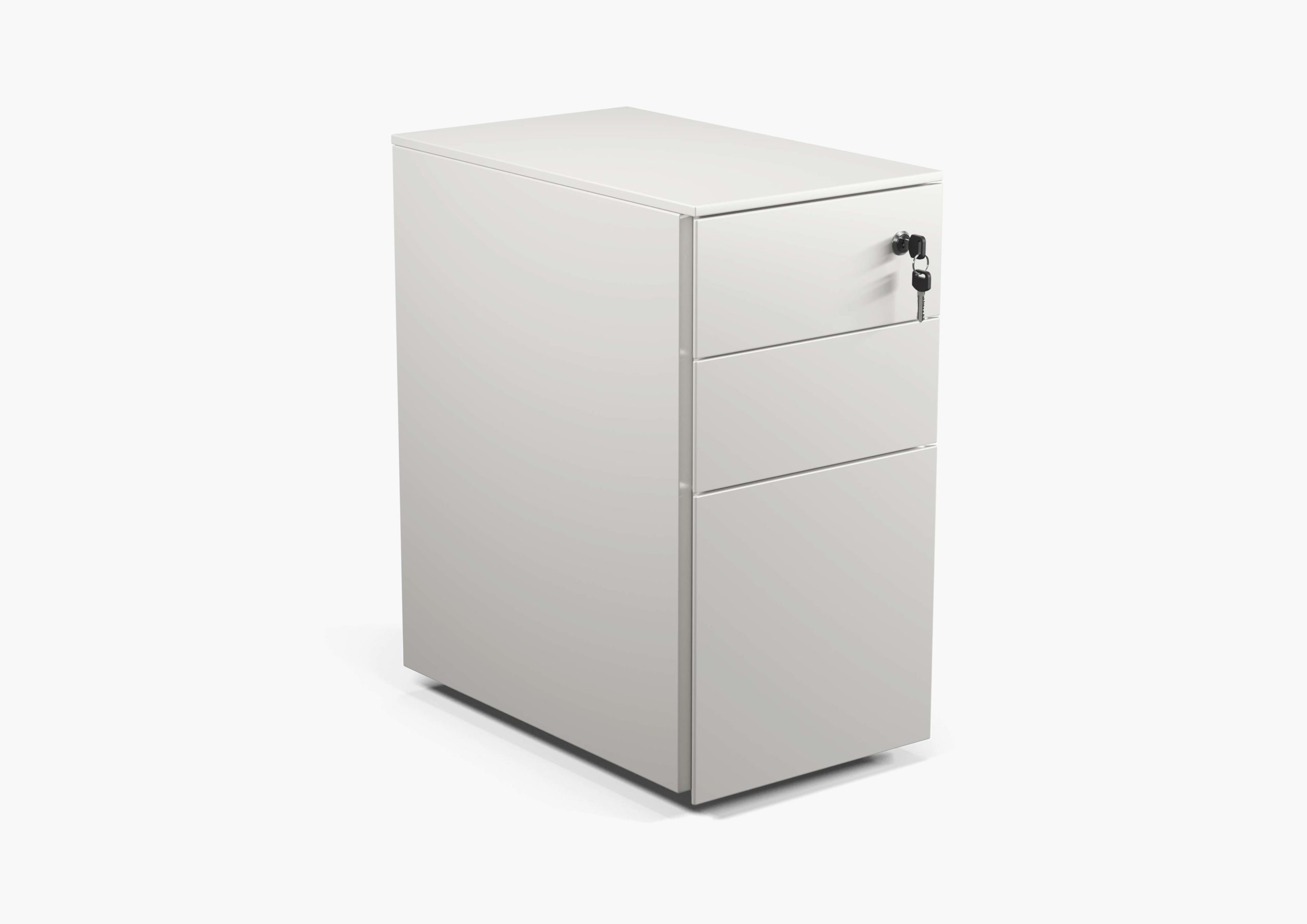 Cube Steel Mobile Slimline Pedestal in White