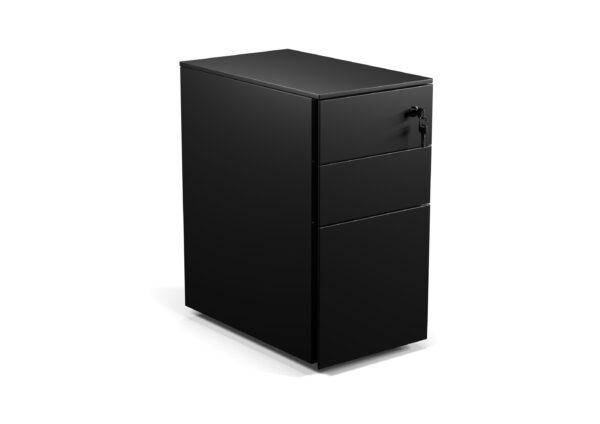 Cube Steel Mobile Slimline Pedestal in Black