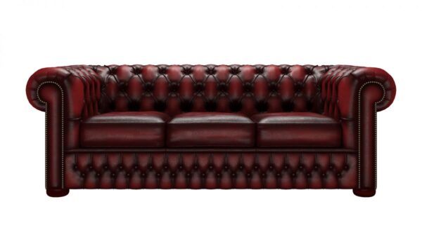 Button Back Sofa Antique Red